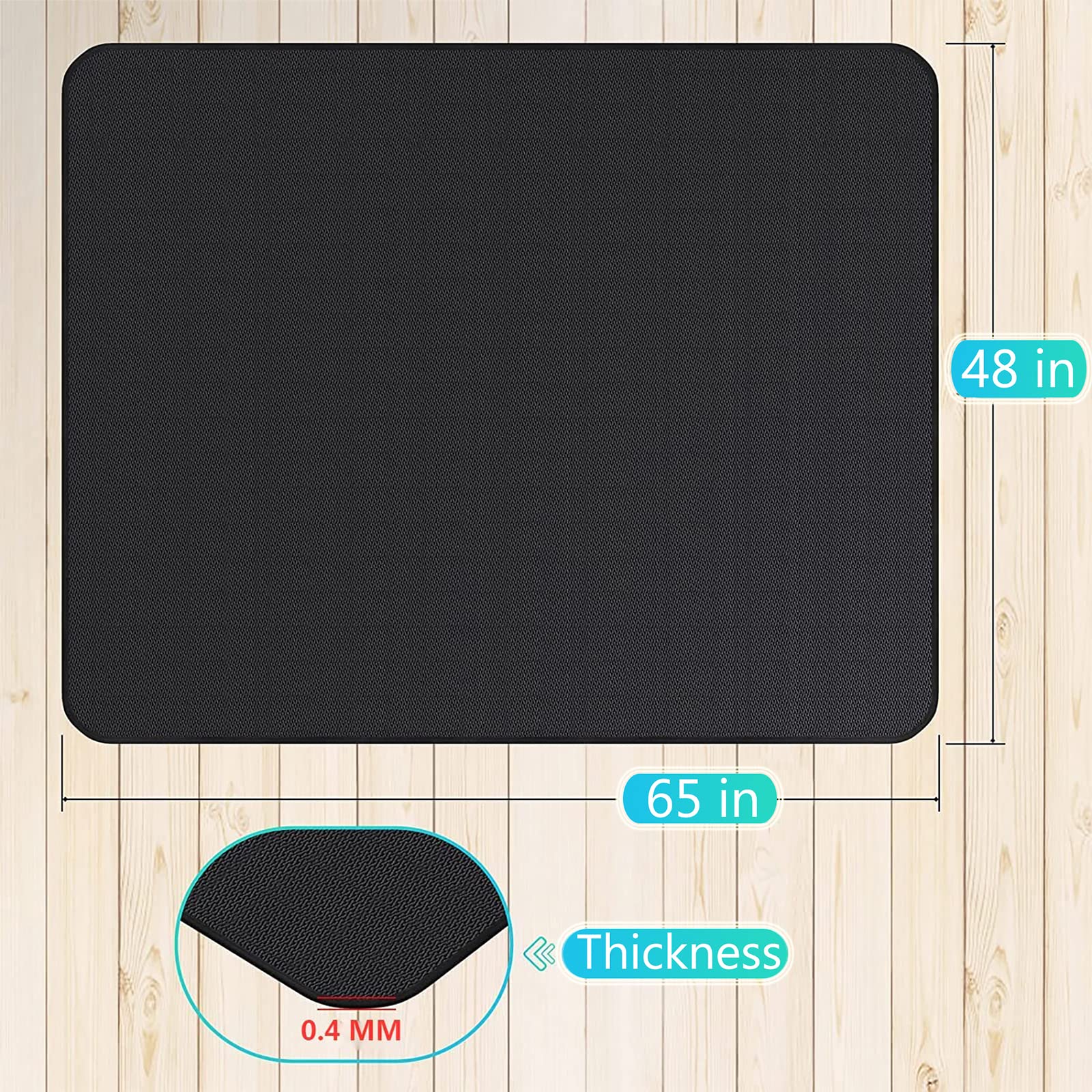 UBeesize tapete comparado con una silla para mostrar tamaño y cobertura