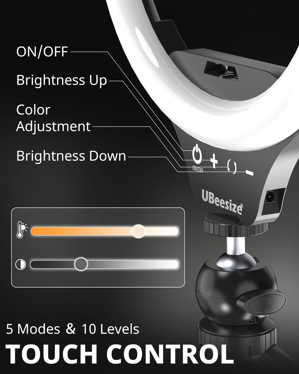 UBeesize phone clamp rotated holding smartphone demonstrating flexible angles