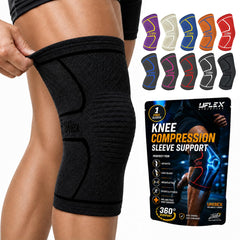 UFlex Athletics vista frontal del soporte de rodilla con ajuste ceñido y soporte