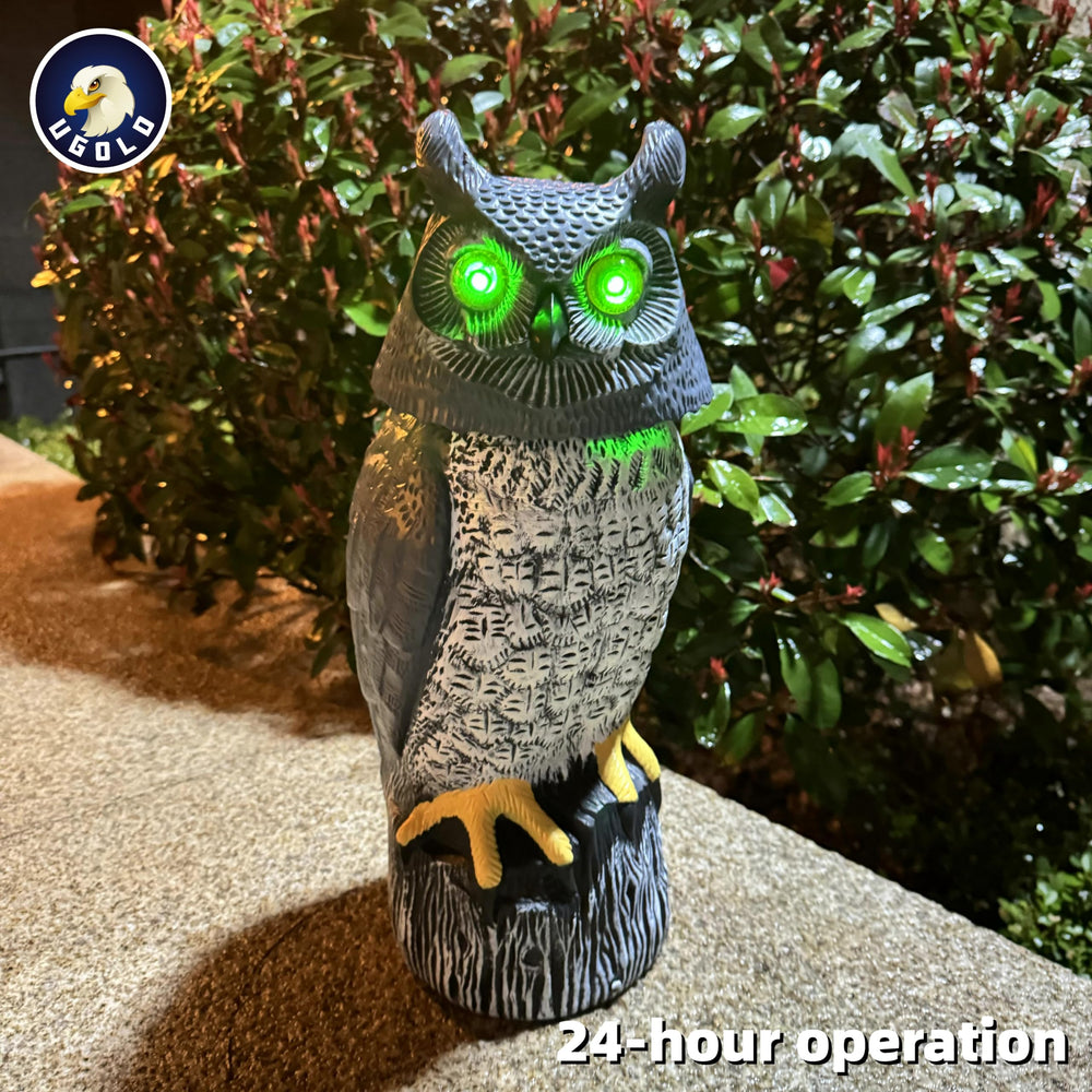 Ugold owl next to hand showing scale and easy porch placement