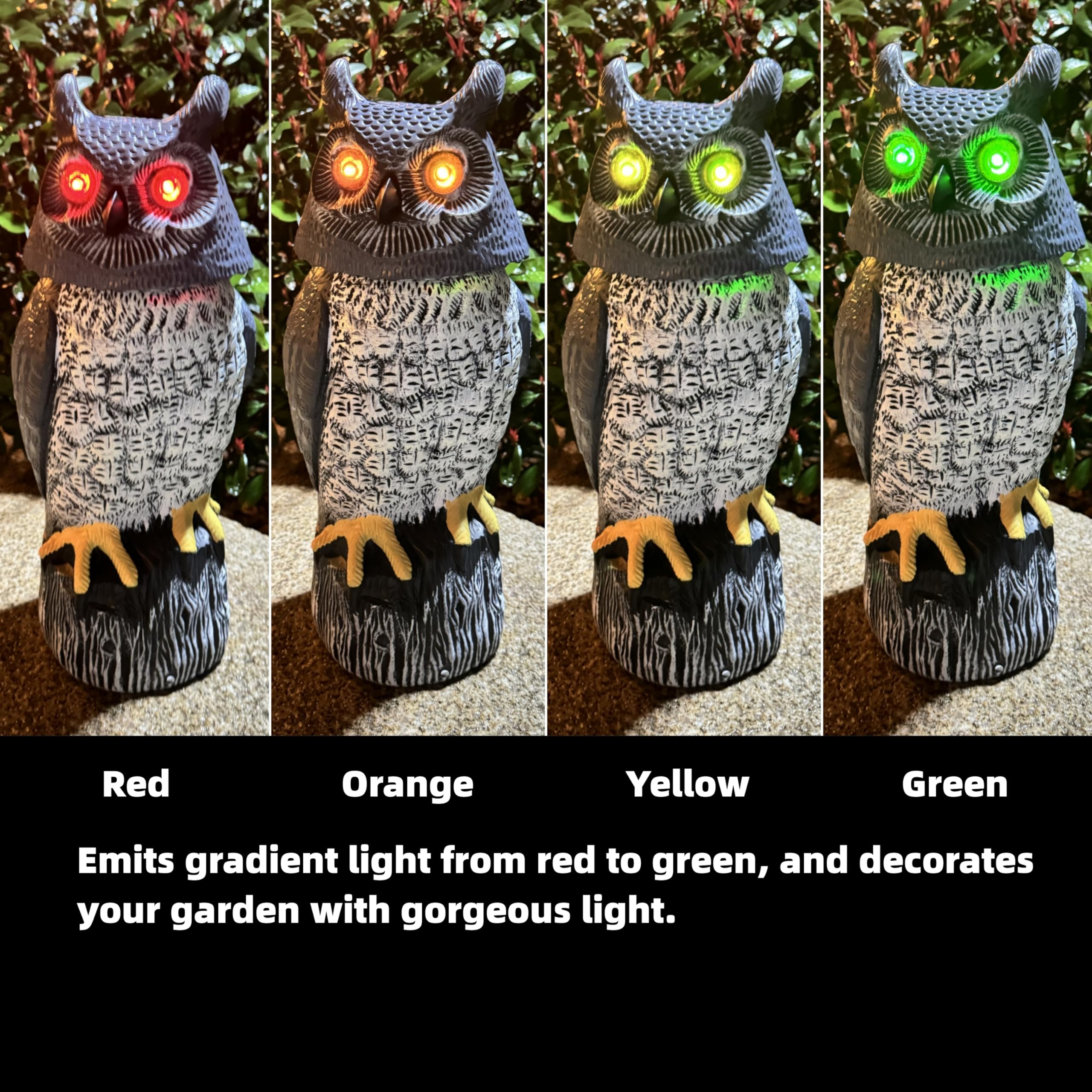 Ugold owl solar panel on head highlighting self-charging convenience