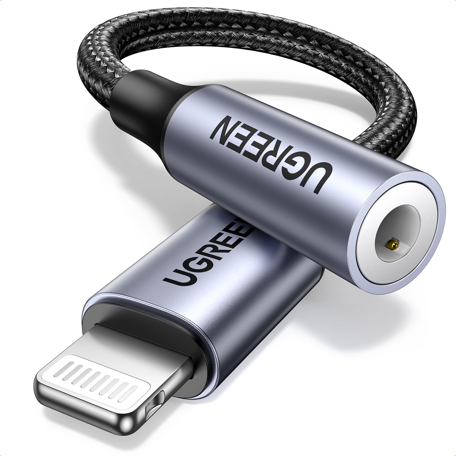UGREEN adaptador frontal gris compacta y portátil para auriculares