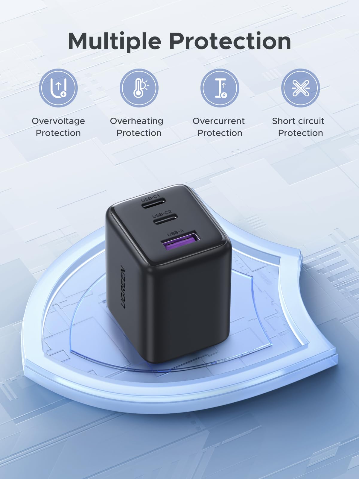 UGREEN vista del chip GaN II interno que optimiza eficiencia térmica
