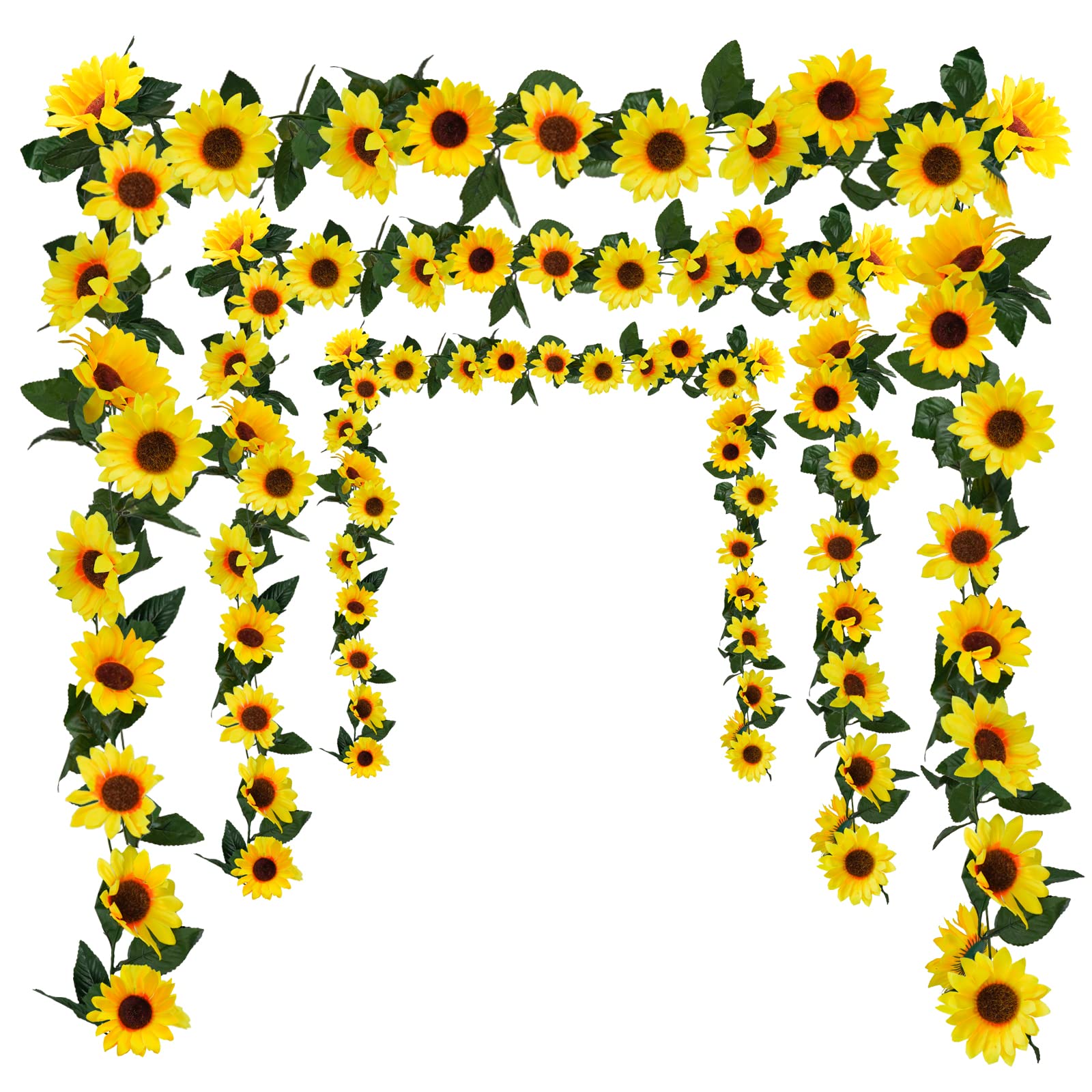 Uieke guirnalda frontal con girasoles mostrando color vibrante y volumen
