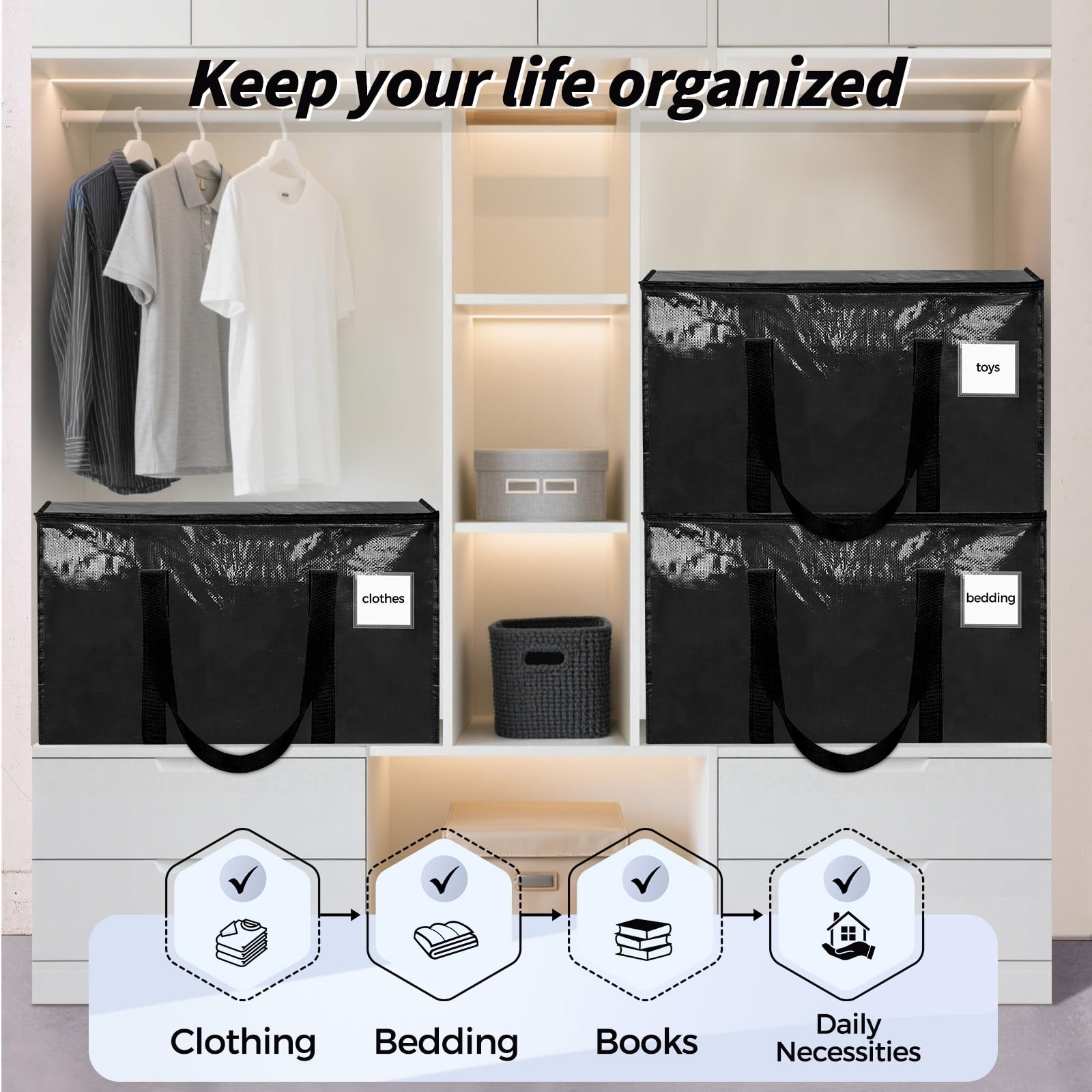 ukeetap bolsas plegadas y apiladas para ahorro de espacio