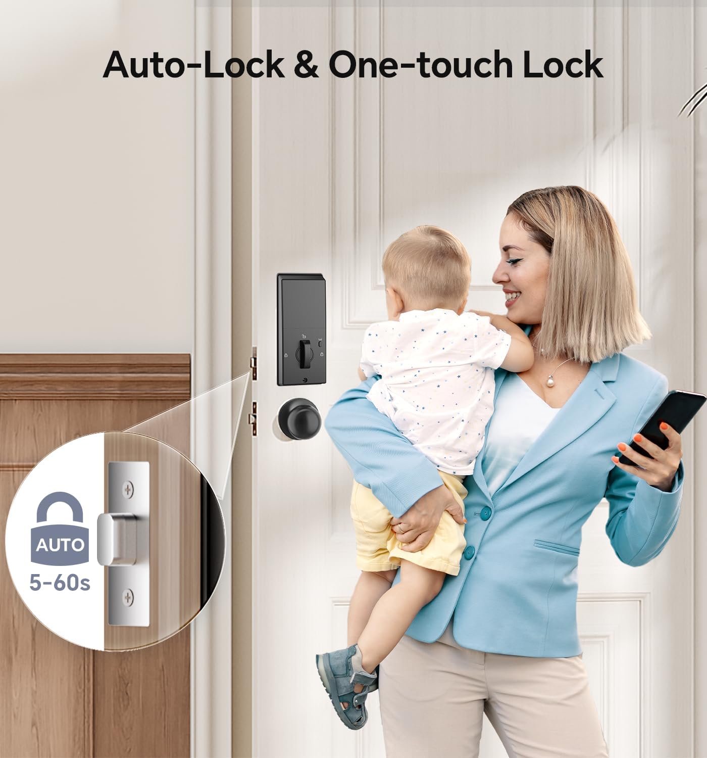 Ulecoce interior auto-lock button showing quick secure one-touch locking