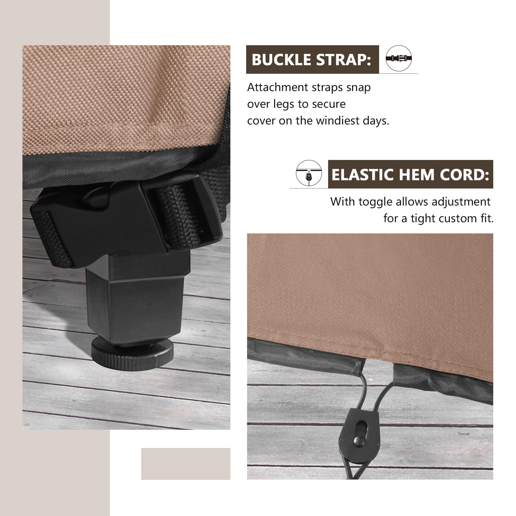ULTCOVER clips y cordones asegurando la funda para mayor sujeción en viento