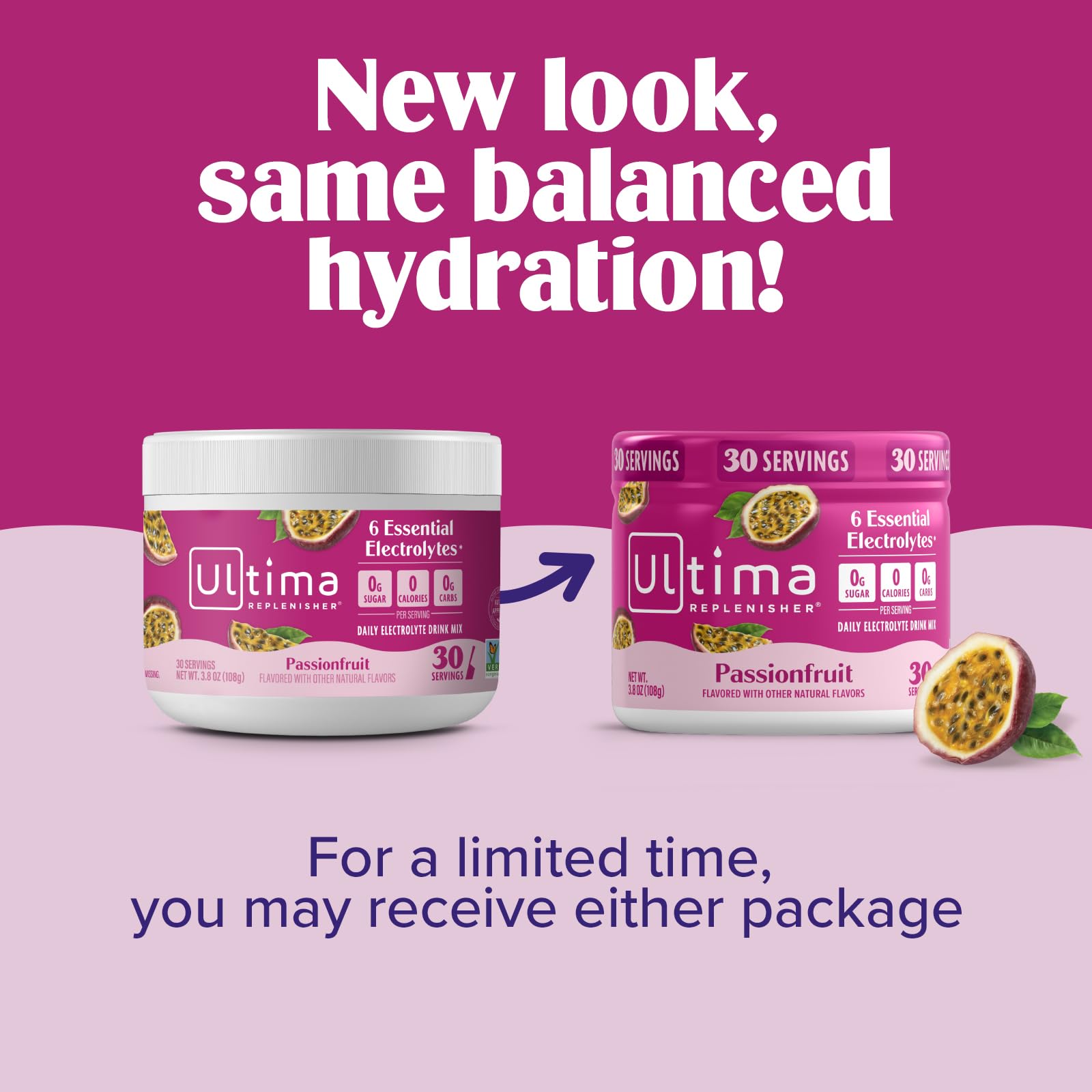 Ultima Replenisher mixed passionfruit drink in glass offering refreshing hydration