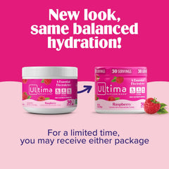 Ultima Replenisher mixed in water with vibrant raspberry color for refreshing taste