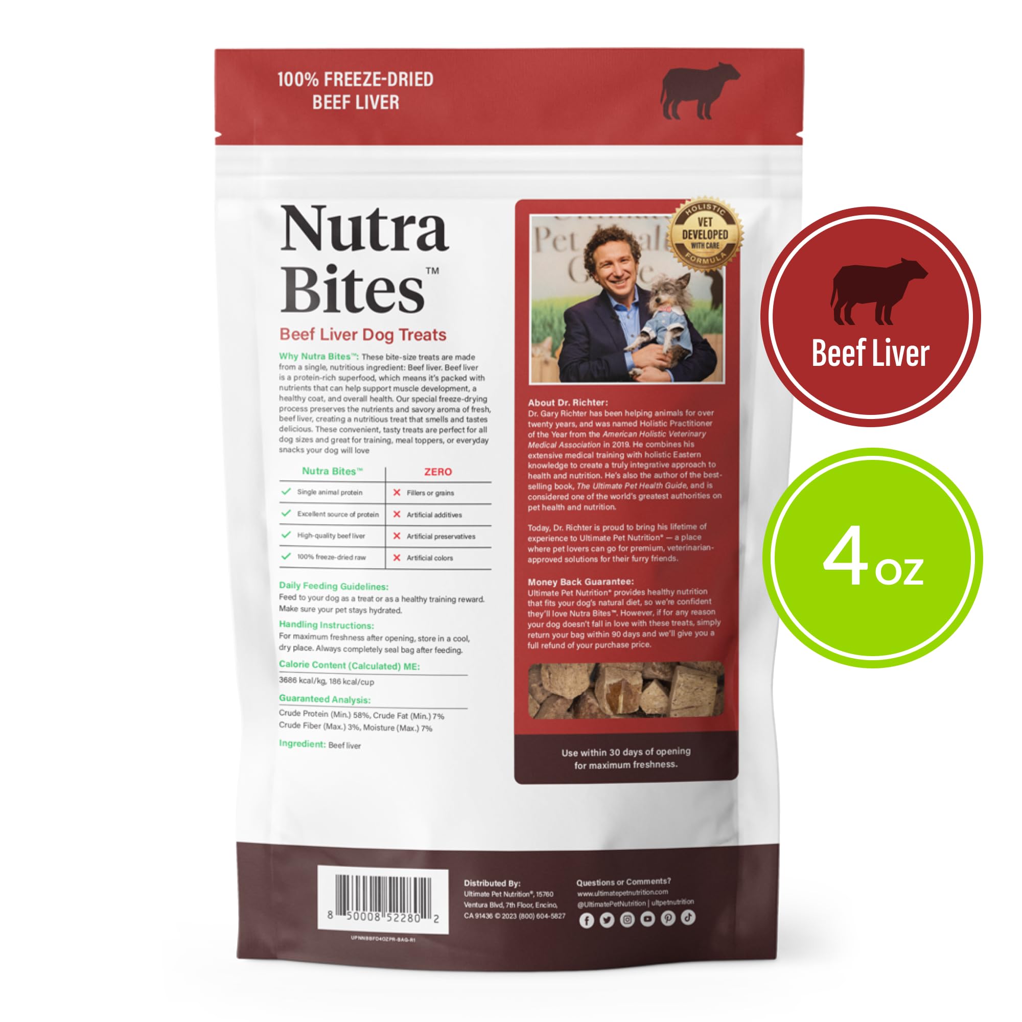 ULTIMATE PET NUTRITION etiqueta nutricional clara, información transparente