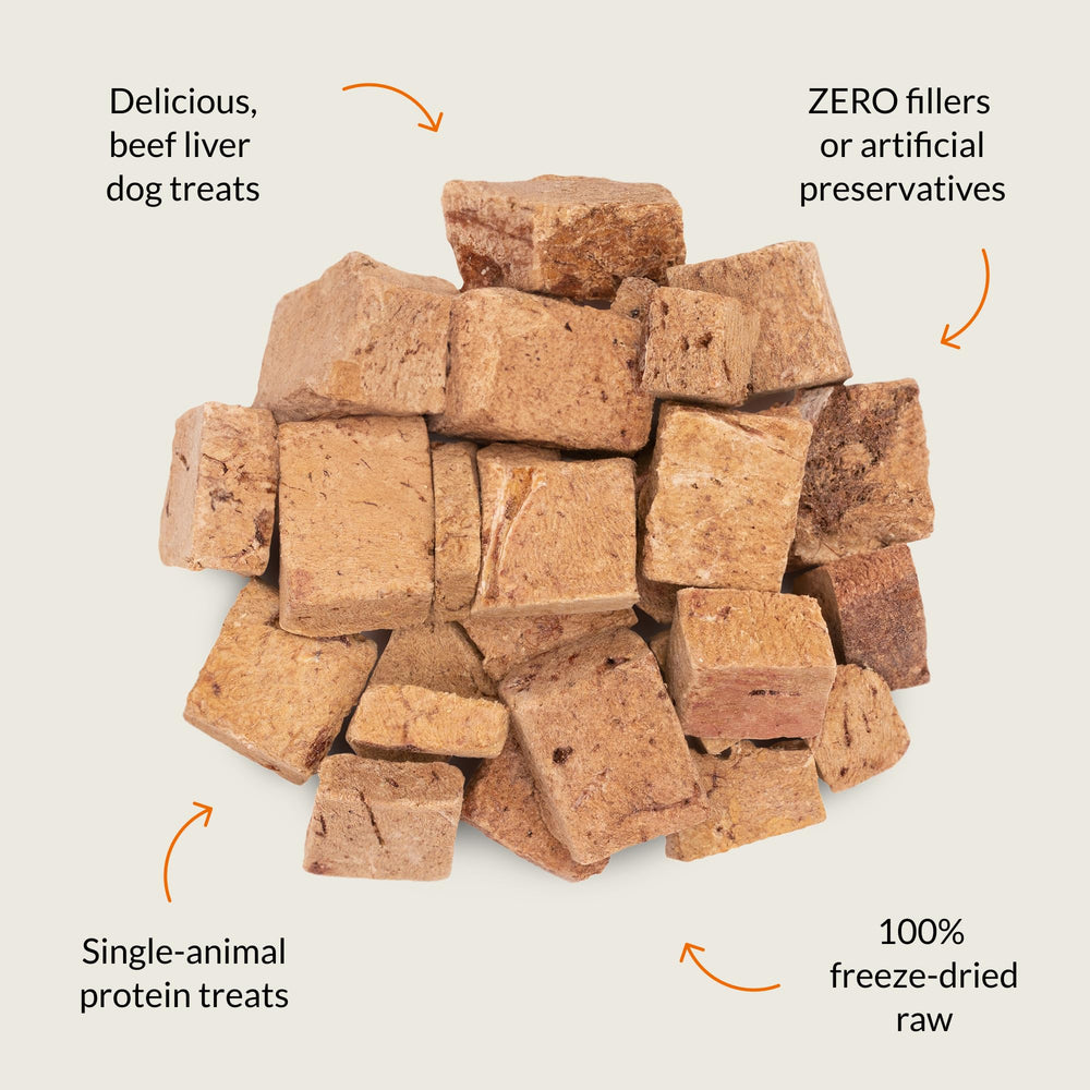 ULTIMATE PET NUTRITION textura cercana de trozos liofilizados, conserva nutrientes