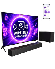 ULTIMEA barra de sonido frontal mostrando diseño elegante y potencia sonora