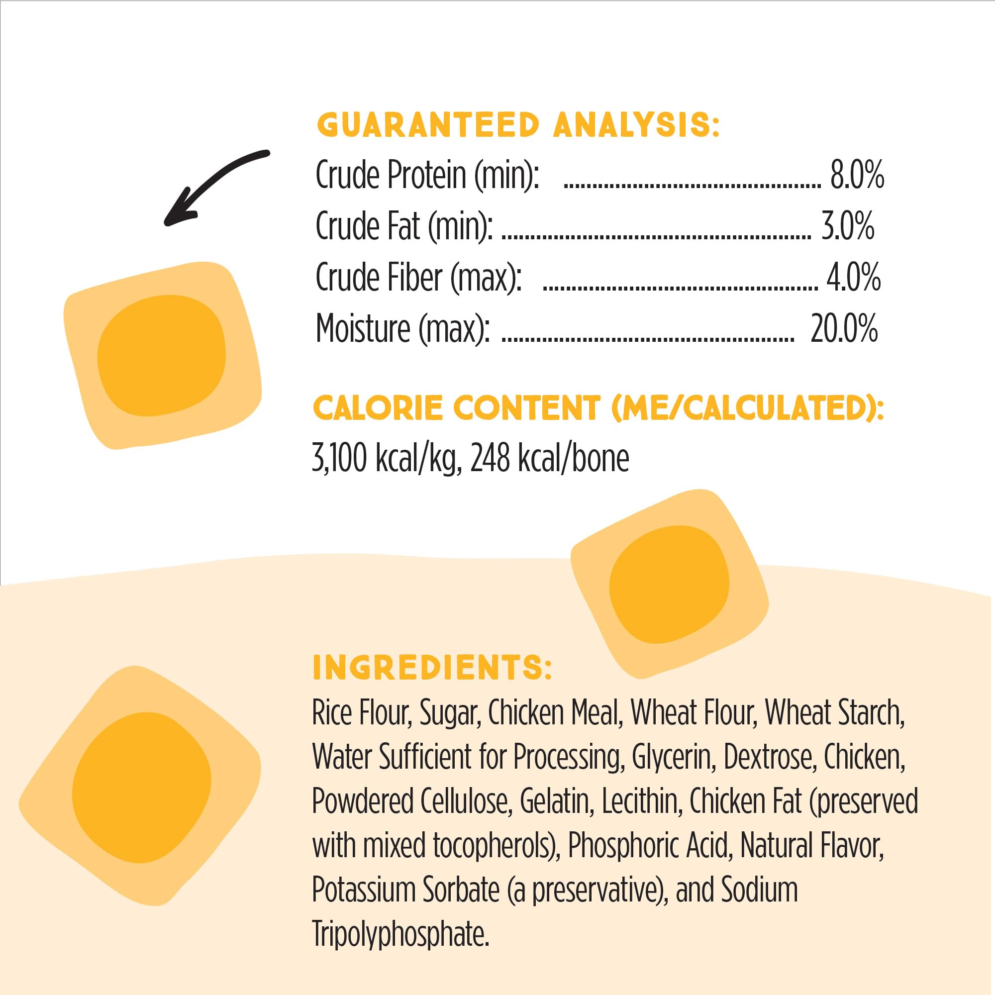 Ultra Chewy etiqueta con ingredientes, fabricado en USA y calidad