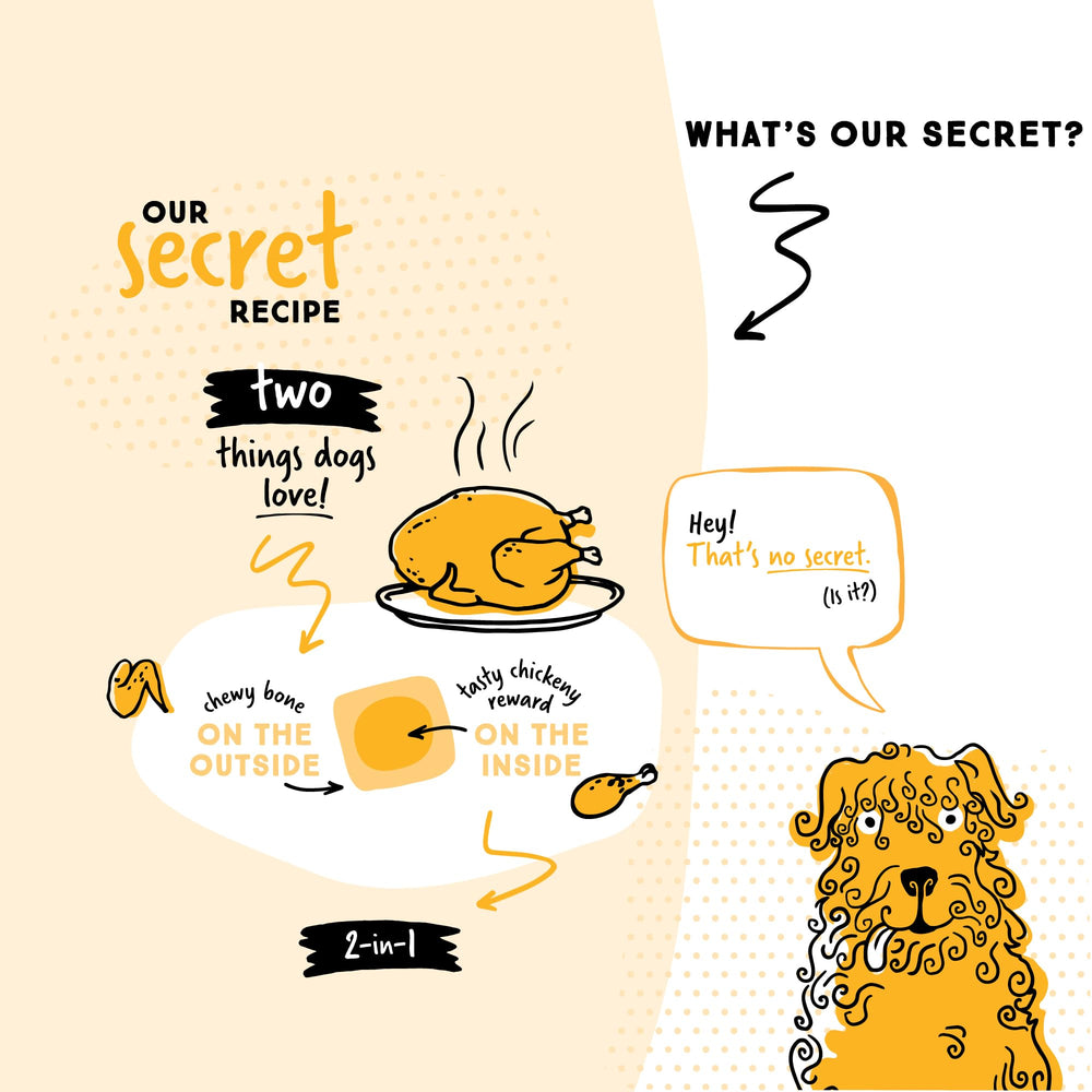 Ultra Chewy corte que revela núcleo sabroso, atractivo y sabor a pollo