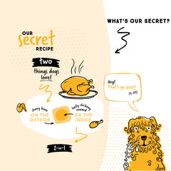 Ultra Chewy corte que revela núcleo sabroso, atractivo y sabor a pollo