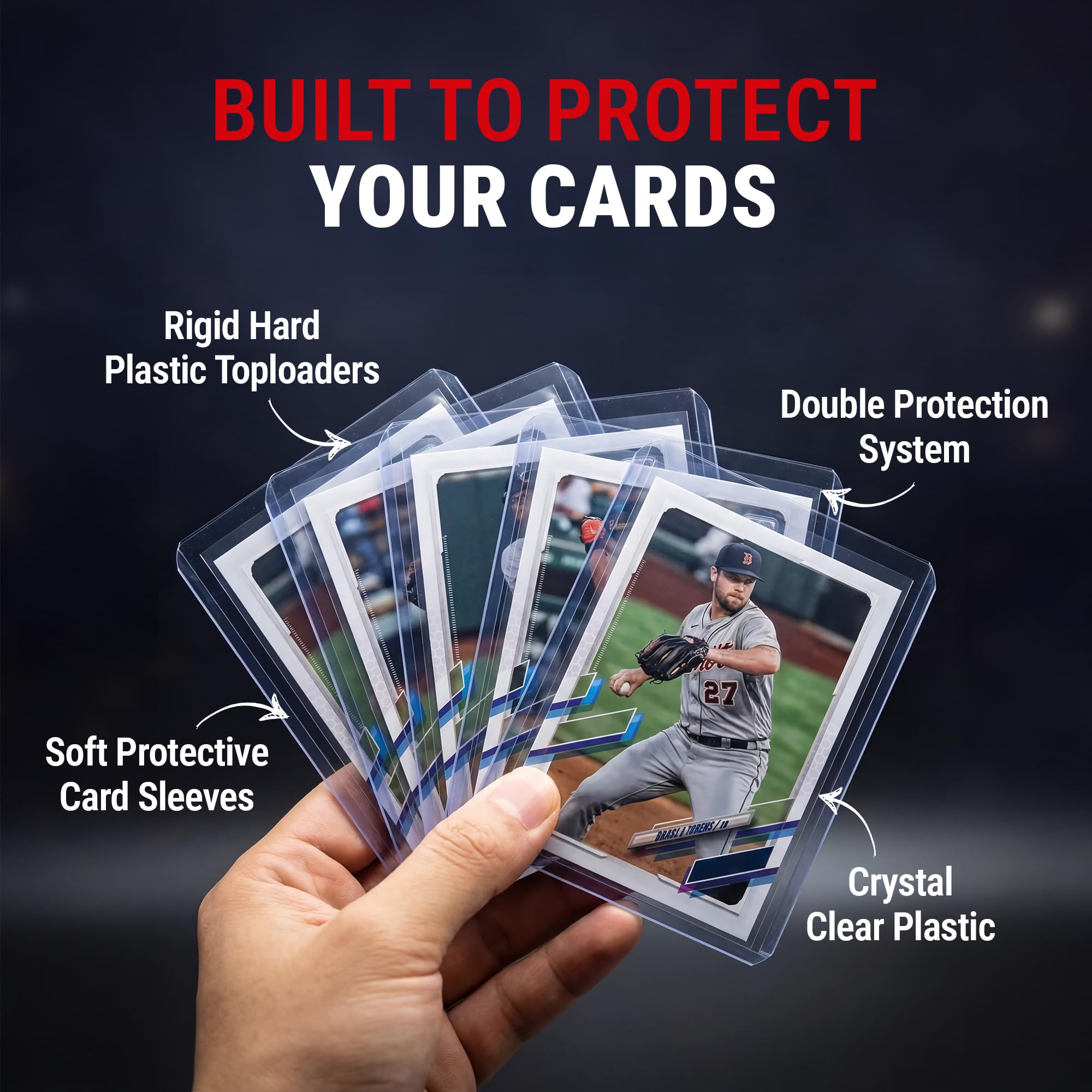 Ultra Pro carta inserta en funda y toploader rígido, mantiene estado