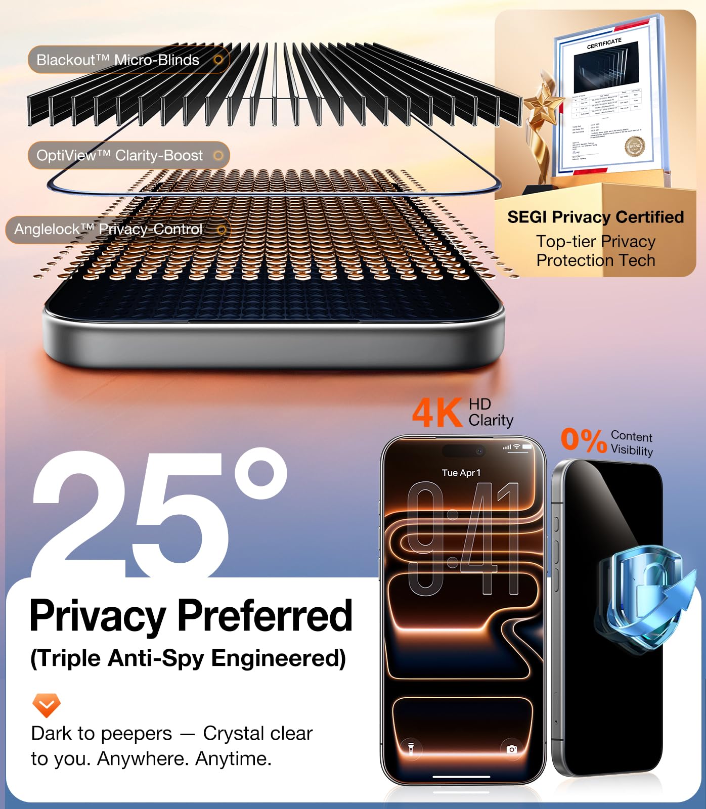UltraGlass protector in use on commute showing private screen viewing benefit