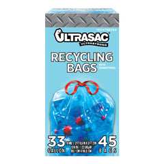 Ultrasac bolsa azul frente paquete mostrando 45 unidades y uso organizado