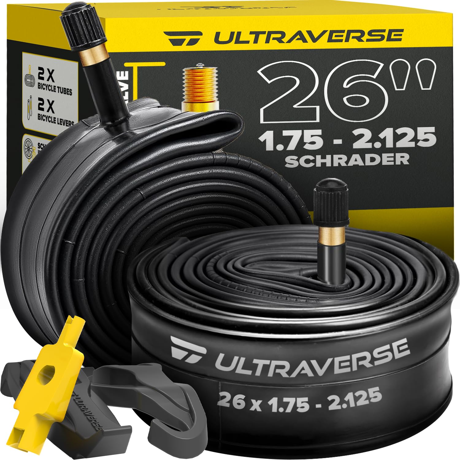 Ultraverse cámara frontal en empaque mostrando juego de dos y beneficios de durabilidad