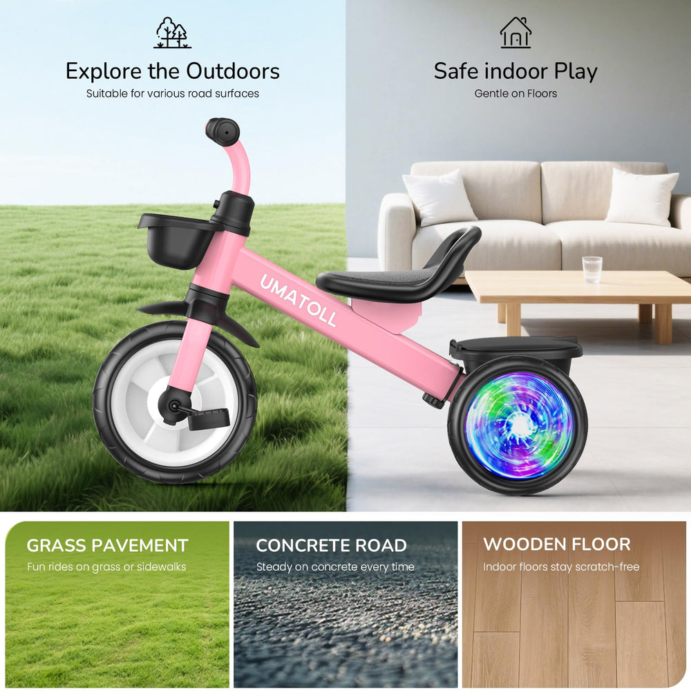 Umatoll triciclo en patio familiar ideal para paseos seguros