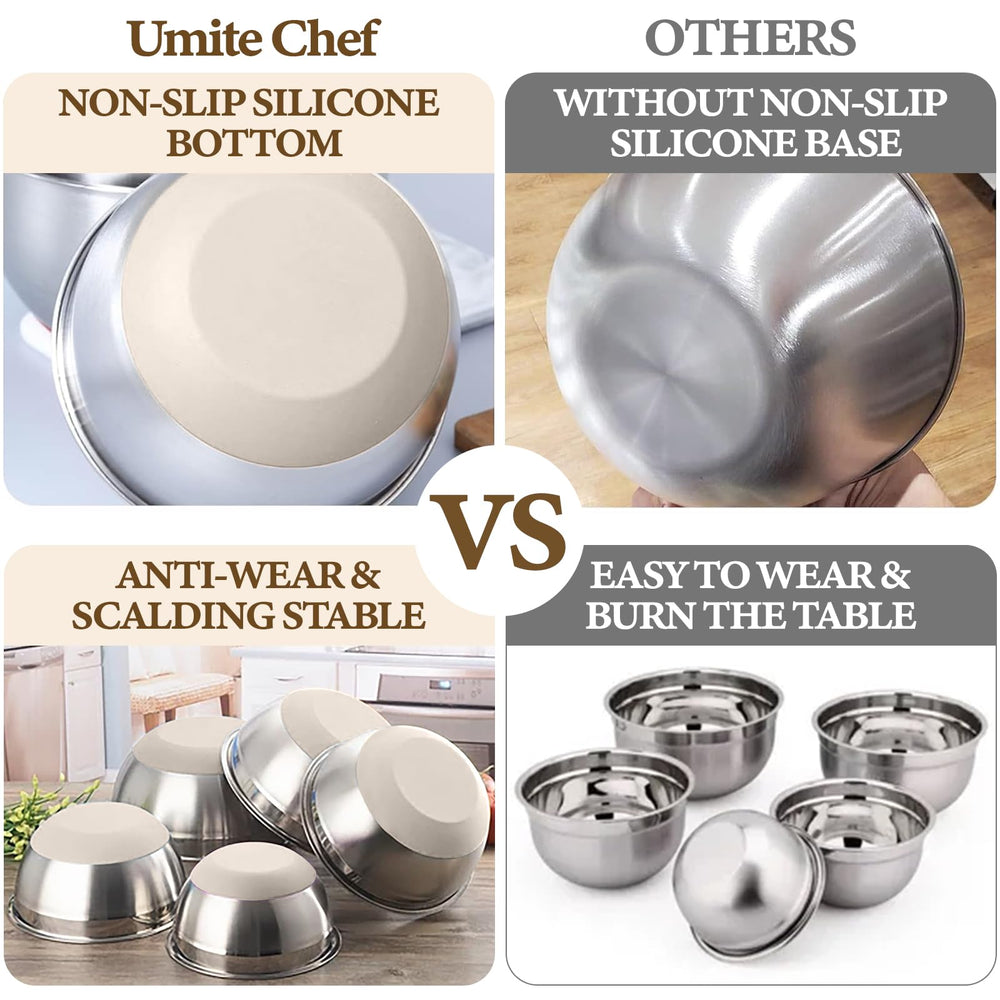 Umite Chef base de silicona antideslizante manteniendo el bol estable al batir