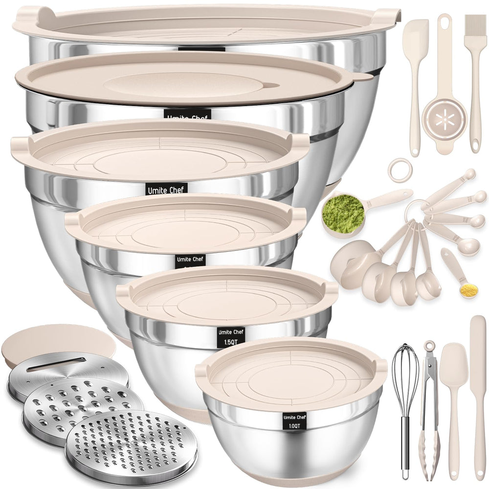 Umite Chef conjunto frontal de boles apilables con tapas herméticas, organización eficiente