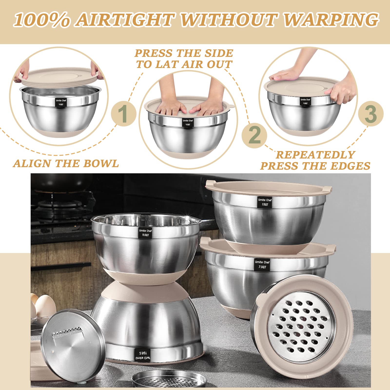 Umite Chef estilo de cocina con boles en uso, ideal para preparar y servir en familia