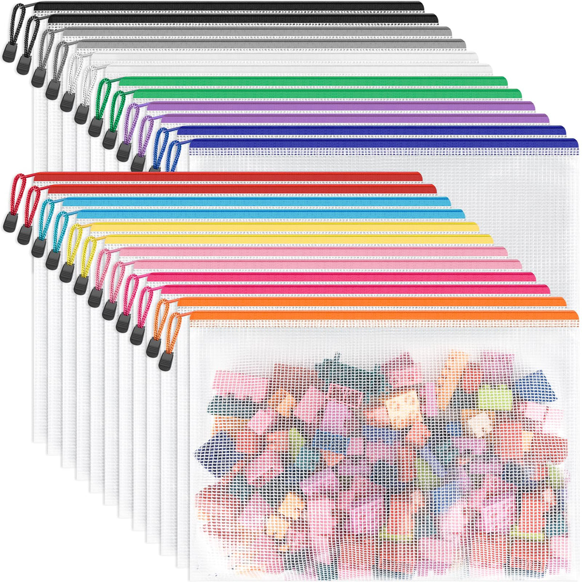 Umriox funda A4 frontal mostrando colores y cierre, organización práctica