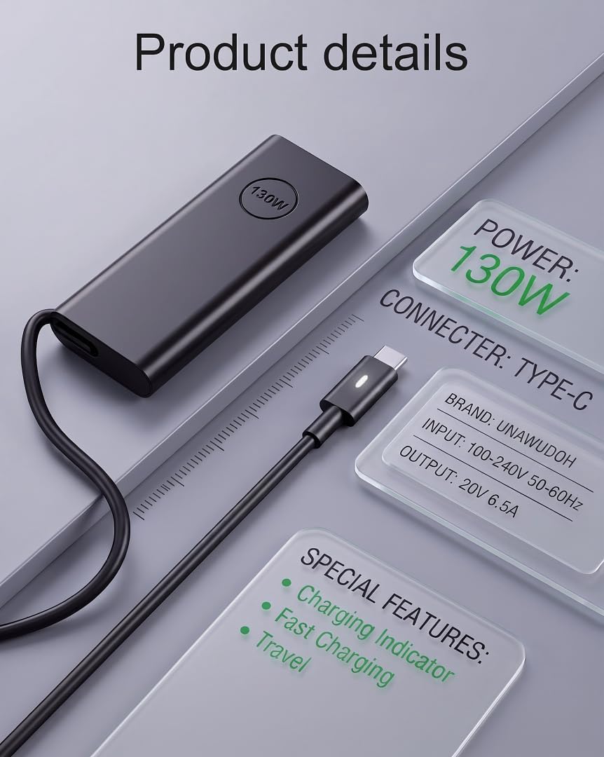 UNAWUDOH cable de alimentación premium incluido, conector robusto y mayor durabilidad