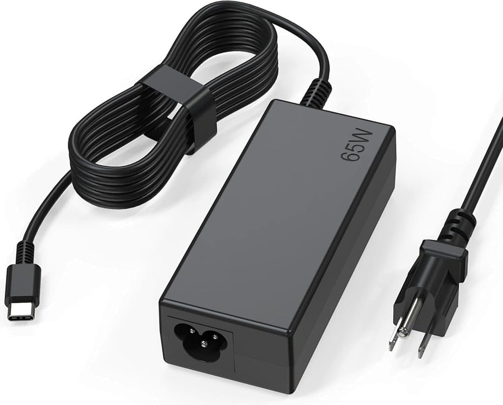 UNAWUDOH adaptador frontal mostrando puerto USB-C y potencia 65W, fiable y compacto