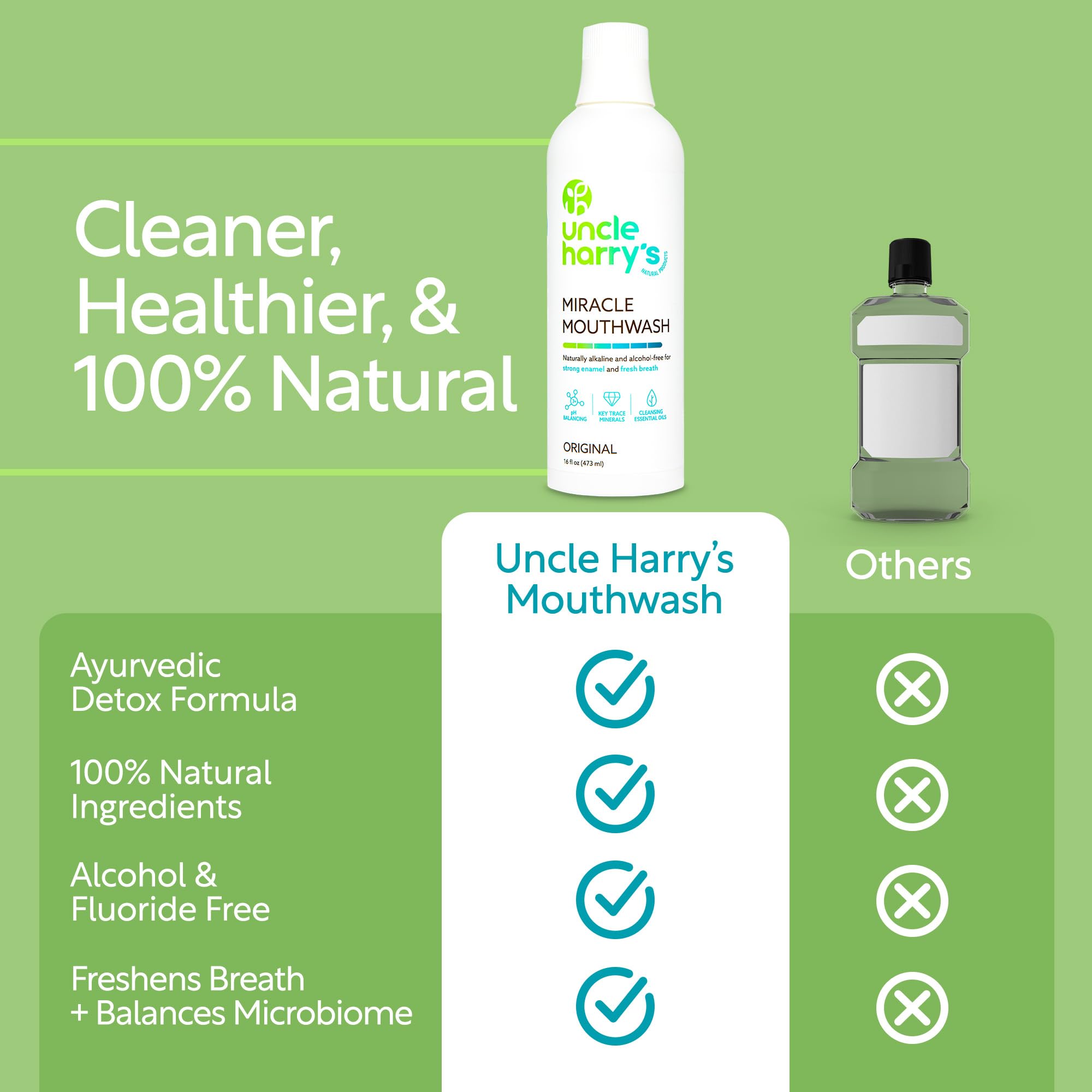 Uncle Harry's padres e hijo enjuagándose, cuidado bucal familiar