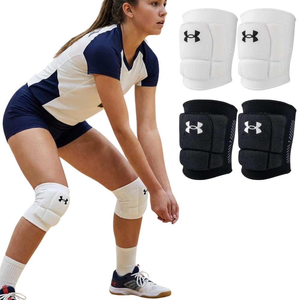 Under Armour rodilleras vista frontal que muestran ajuste seguro