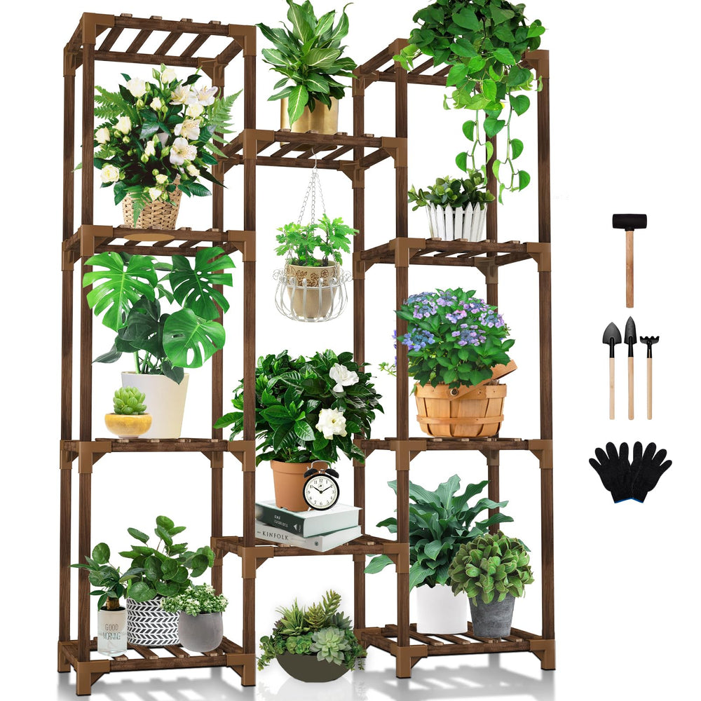 Uneedem front view plant stand showing tiered display and space saving