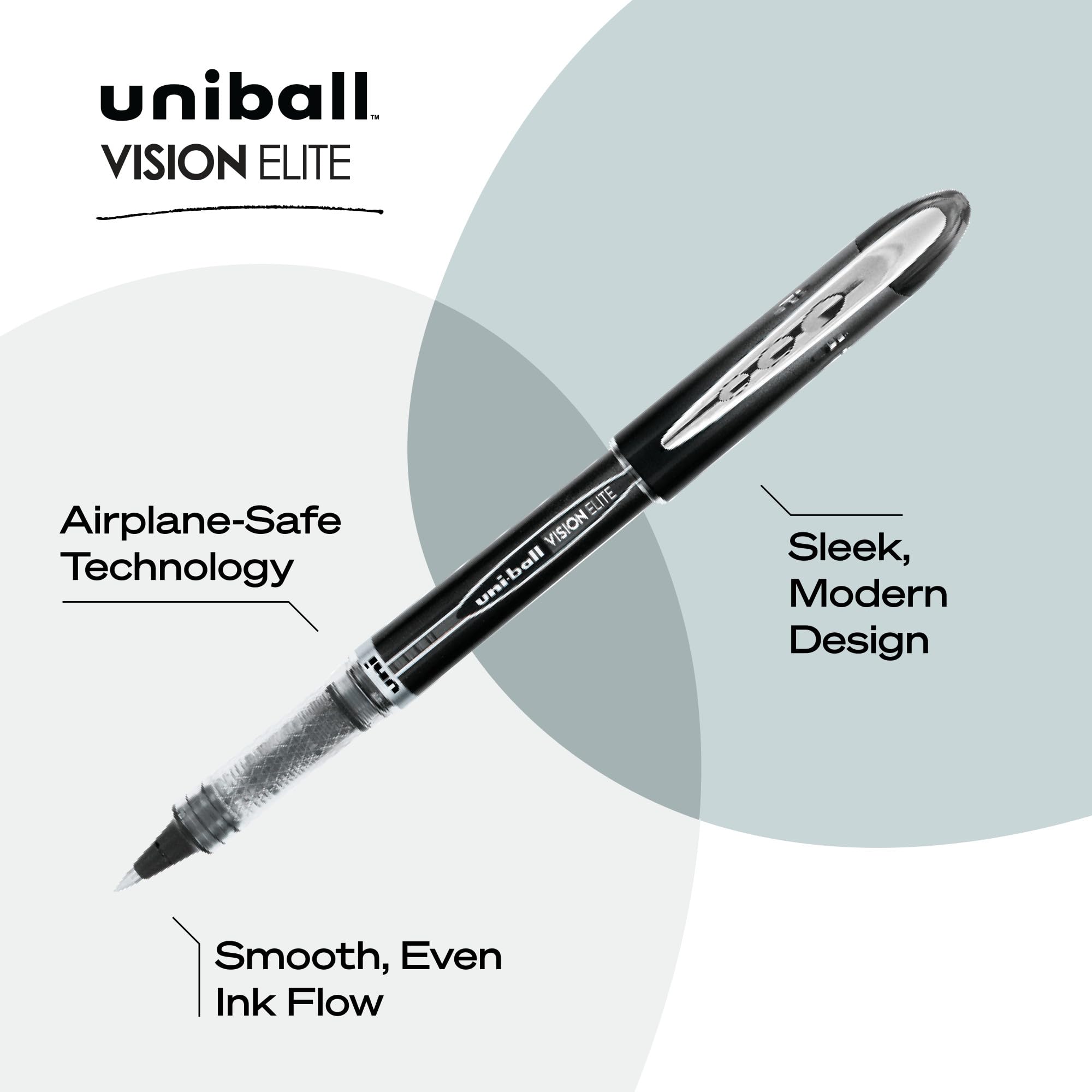 uni-ball visión elite tinta negra mostrando trazo intenso y fluido