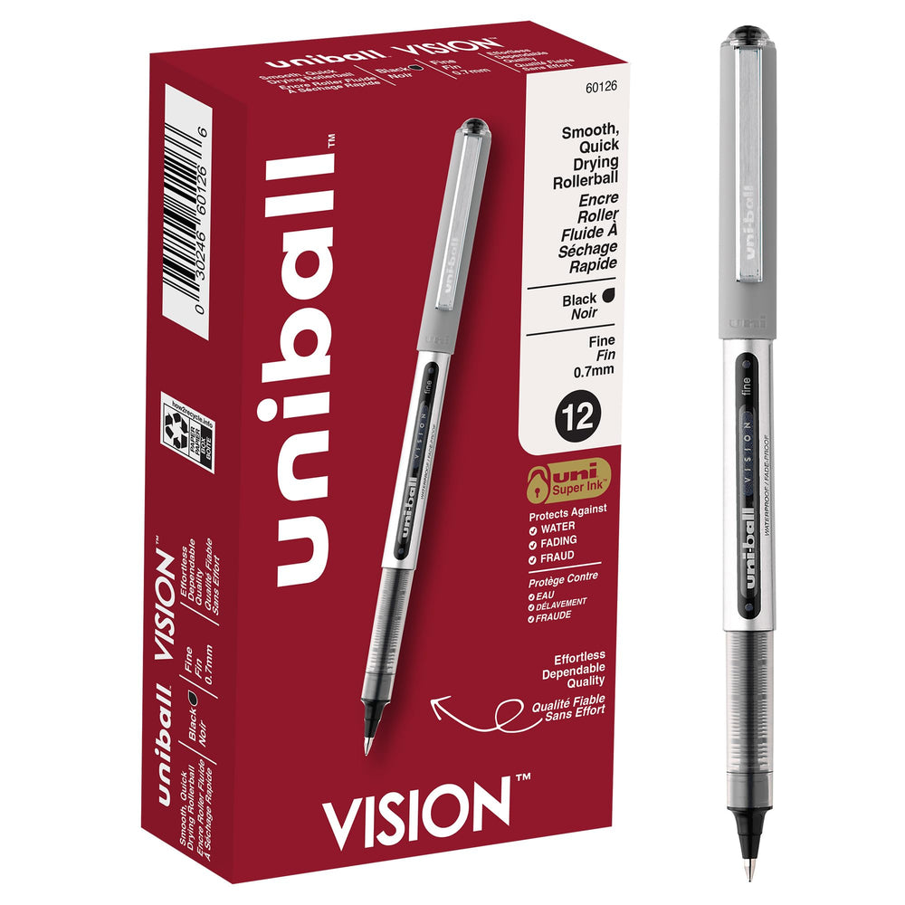 uni-ball Vision frontal del pack de 12 mostrando diseño y color