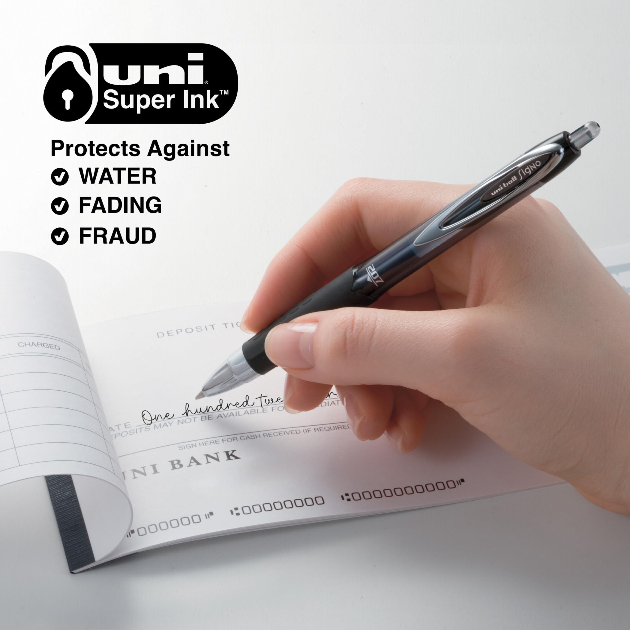uniball 207 primer plano de la punta 0,7 mm para trazos precisos