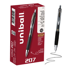 uniball 207 frontal paquete mostrando 12 bolígrafos, ideal para surtido
