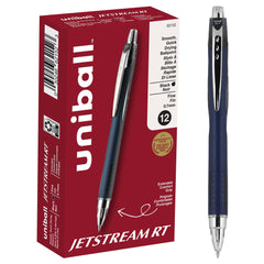 uniball Jetstream RT frontal mostrando diseño y punta fina, escribe con suavidad