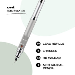 Uni‑Ball agarre knurled en Kuru Toga Elite que mejora control