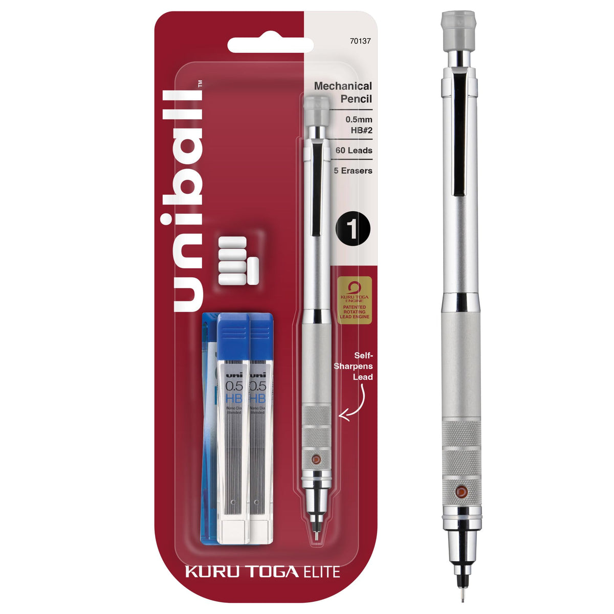 Uni‑Ball lápiz Kuru Toga Elite frontal plata, elegante y resistente