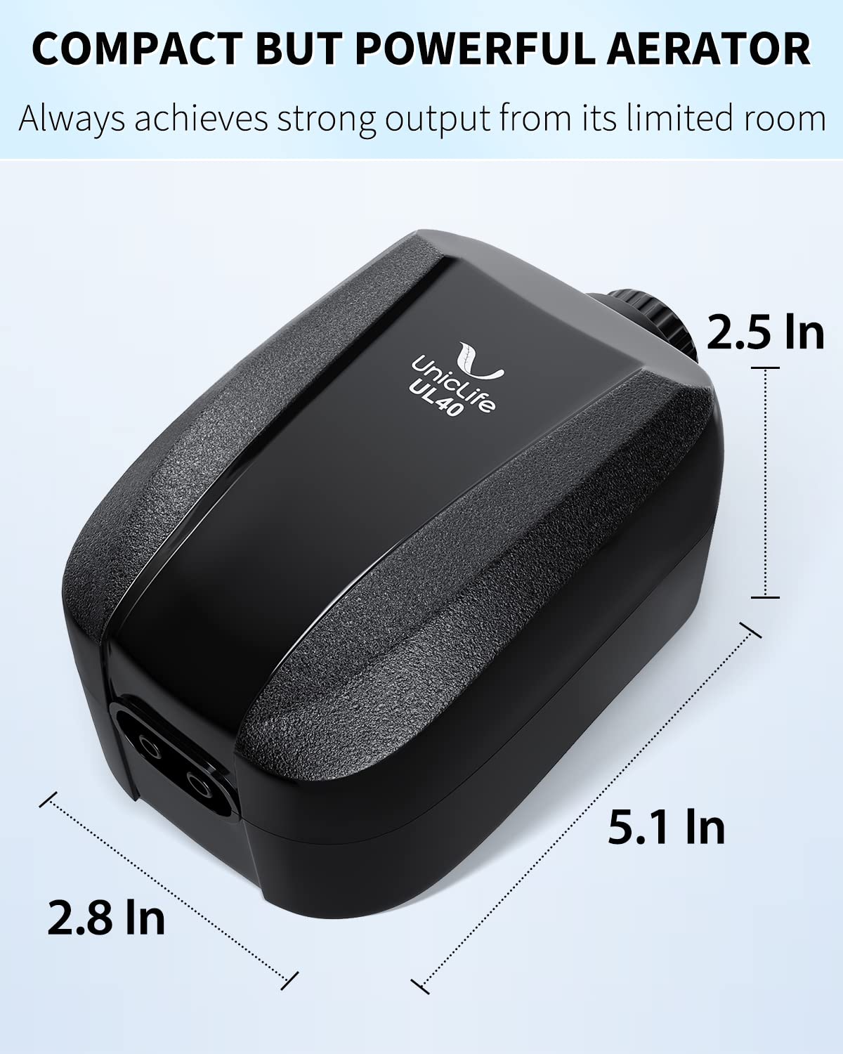 Uniclife detalle del mando rotativo y carcasa para ajuste fino y baja vibración
