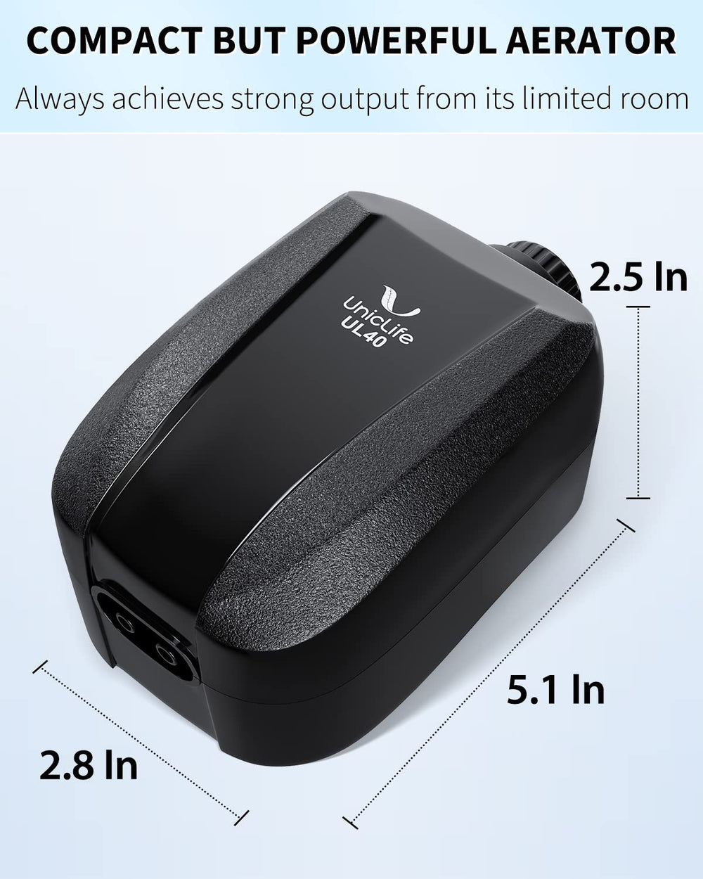 Uniclife detalle del mando rotativo y carcasa para ajuste fino y baja vibración