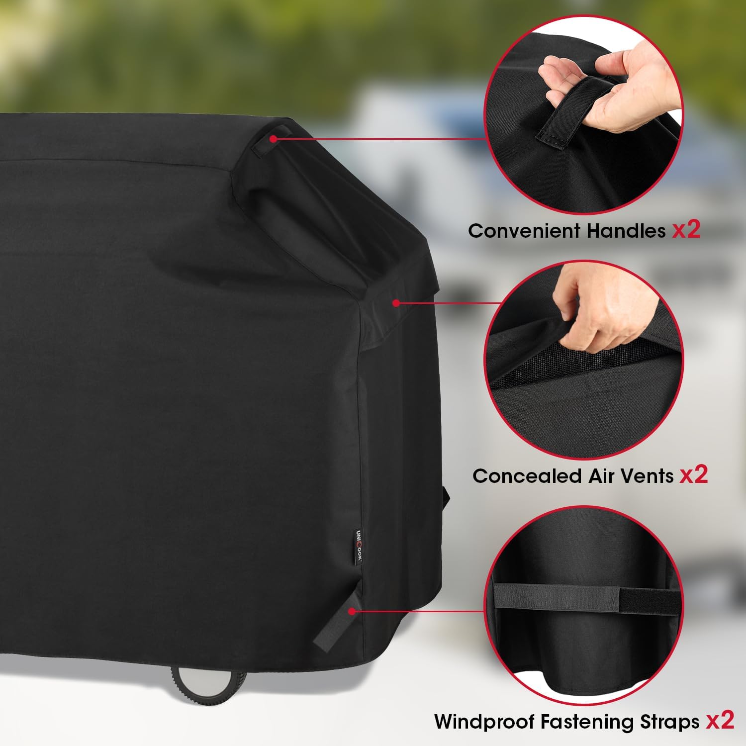 Unicook covered mesh vent detail, promotes airflow and moisture release
