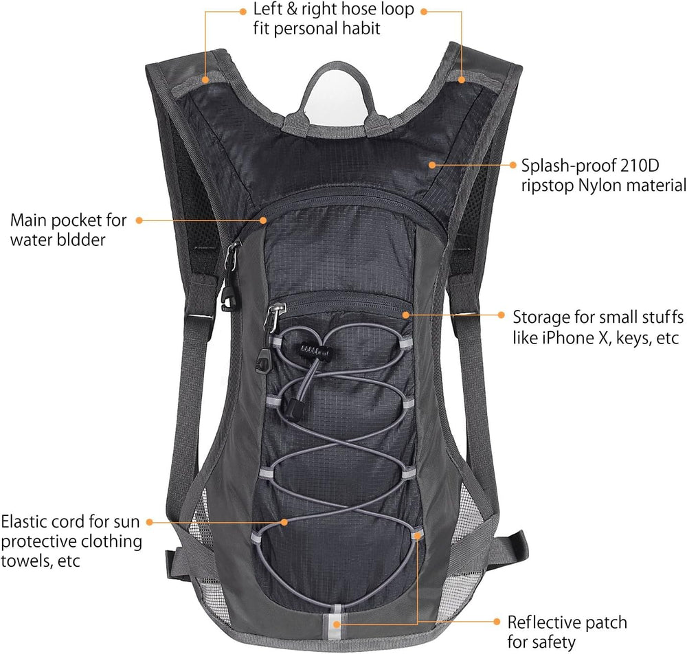 Unigear 2L bladder close-up displaying screw cap and easy-fill benefit