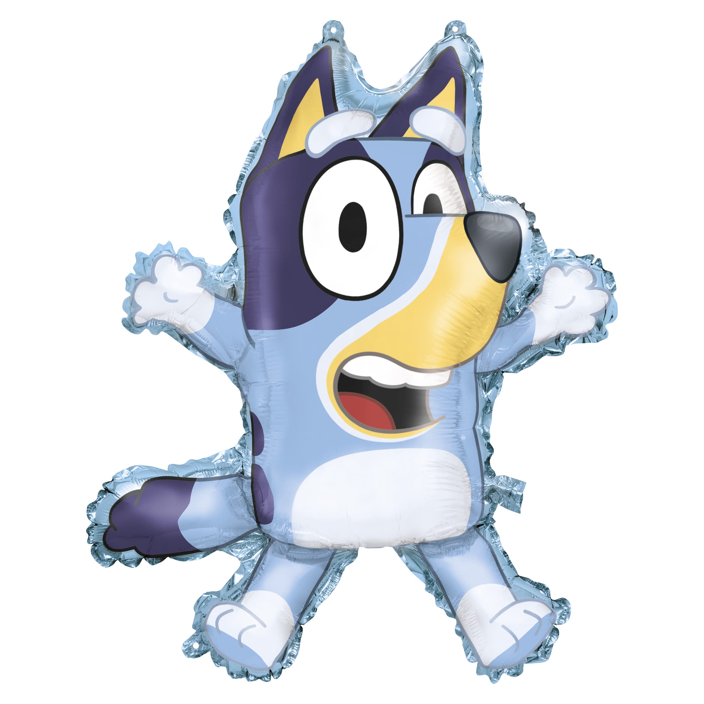 Unique globos Bluey y Bingo en uso sobre mesa de fiesta creando punto focal