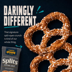 Unique Snacks primer plano de la textura partida y crujiente del pretzel
