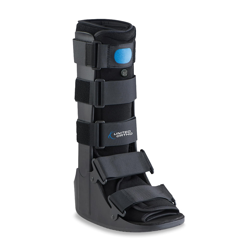 United Ortho bota frontal mostrando cierre y diseño, protección segura