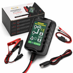 Unocho front view of charger showing compact housing and ports for easy storage
