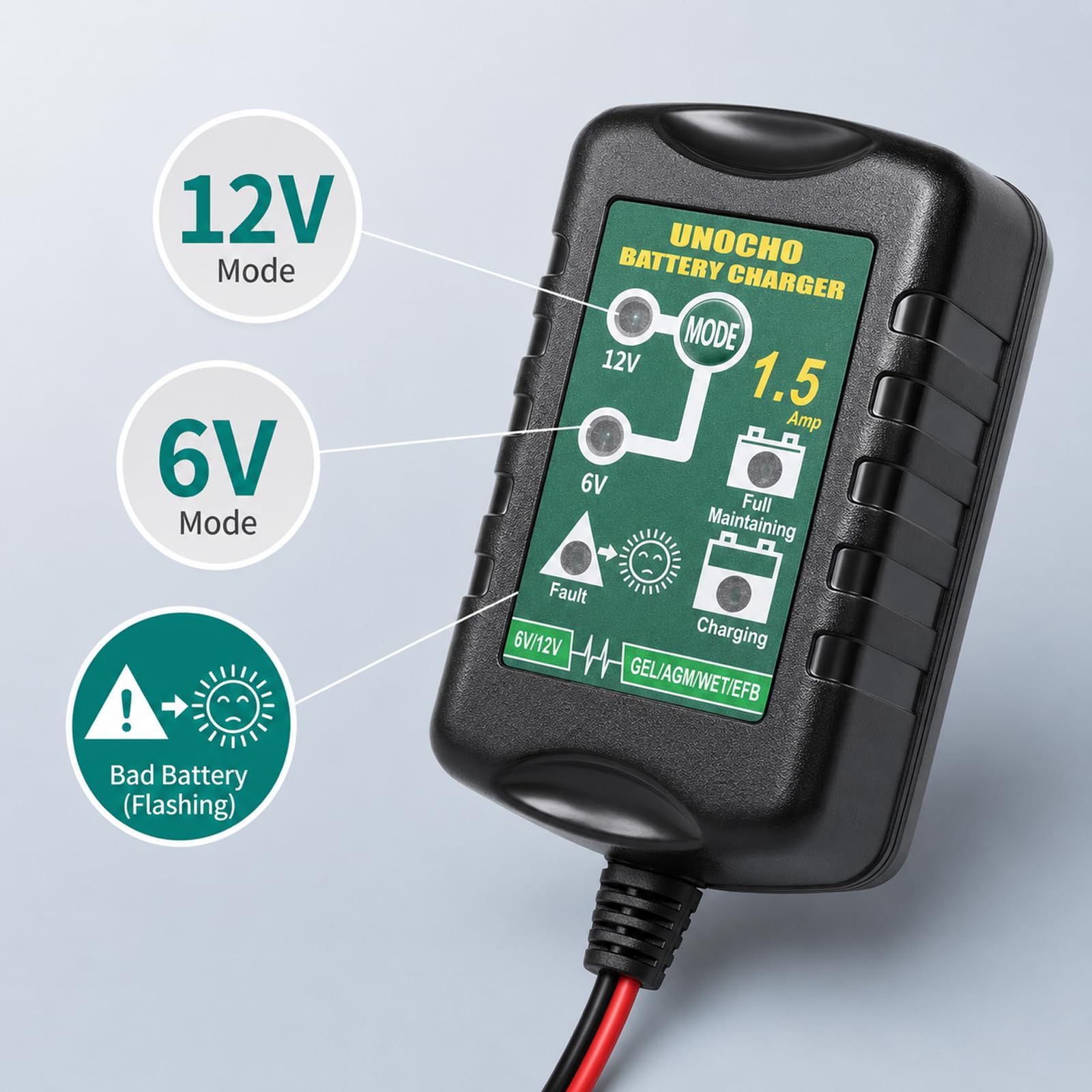Unocho packaging with charger and accessories ready for garage storage