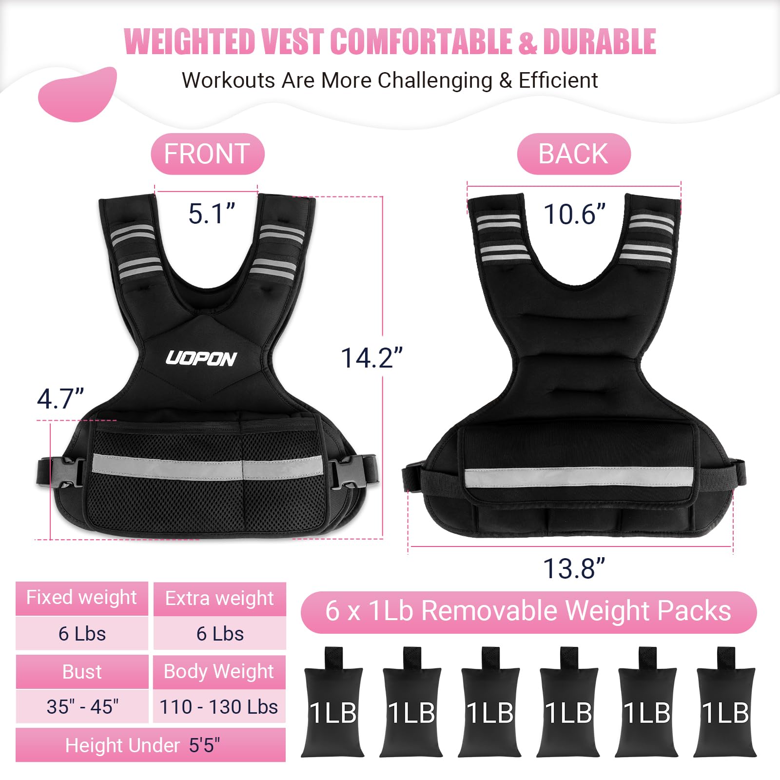 UOPON pesas de ironsand desmontables, progresión de 6 a 12 lb para entrenar